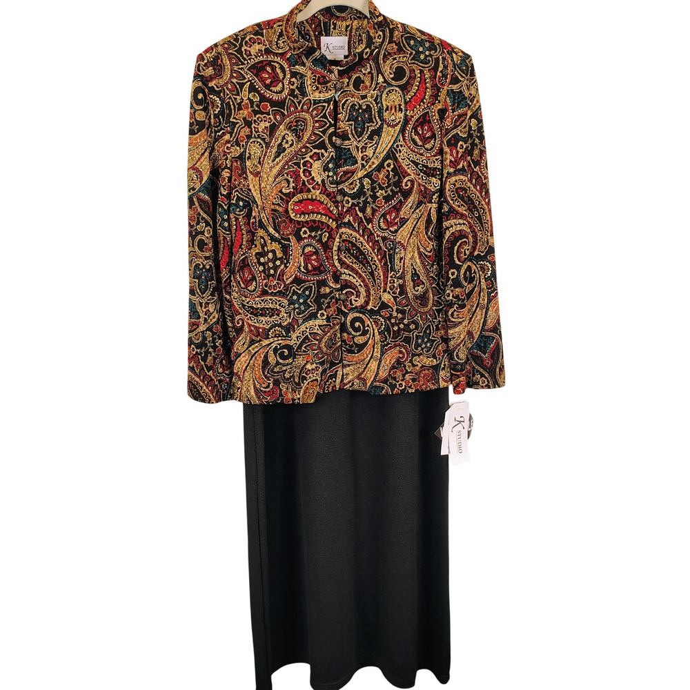 NWT K Studio Womens SZ 16 Paisley Jacket & Maxi Dress Set Multicolor Whimsigoth